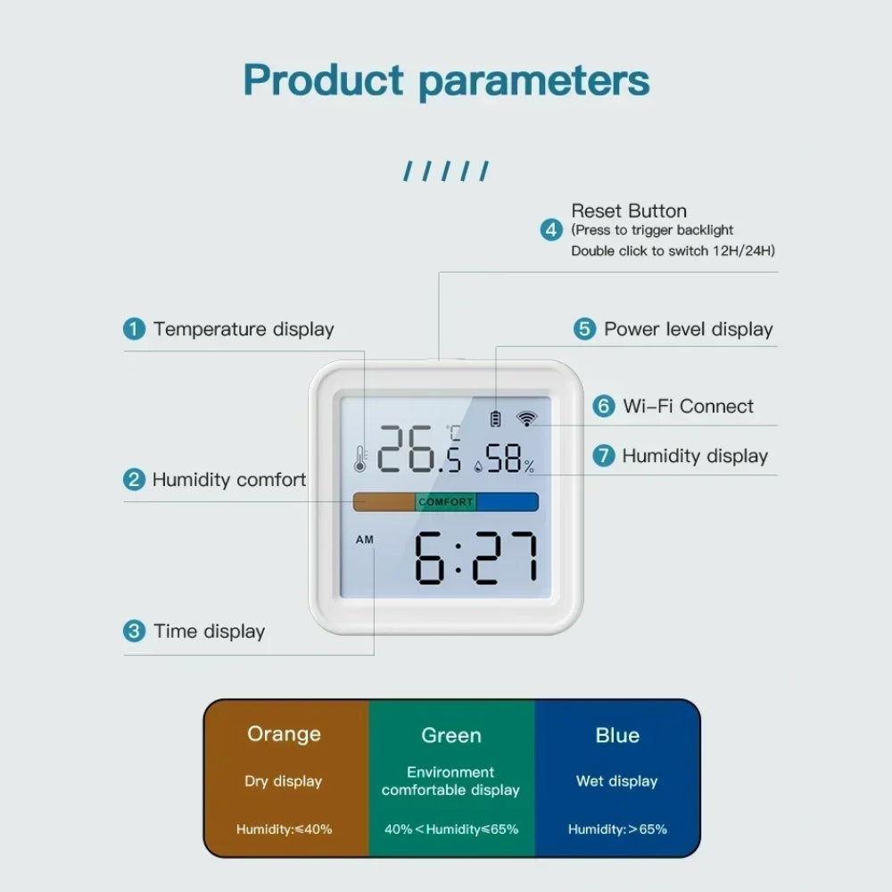 WiFi Temperature Humidity Sensor Smart Life Backlight Hygrometer Thermometer Sensor