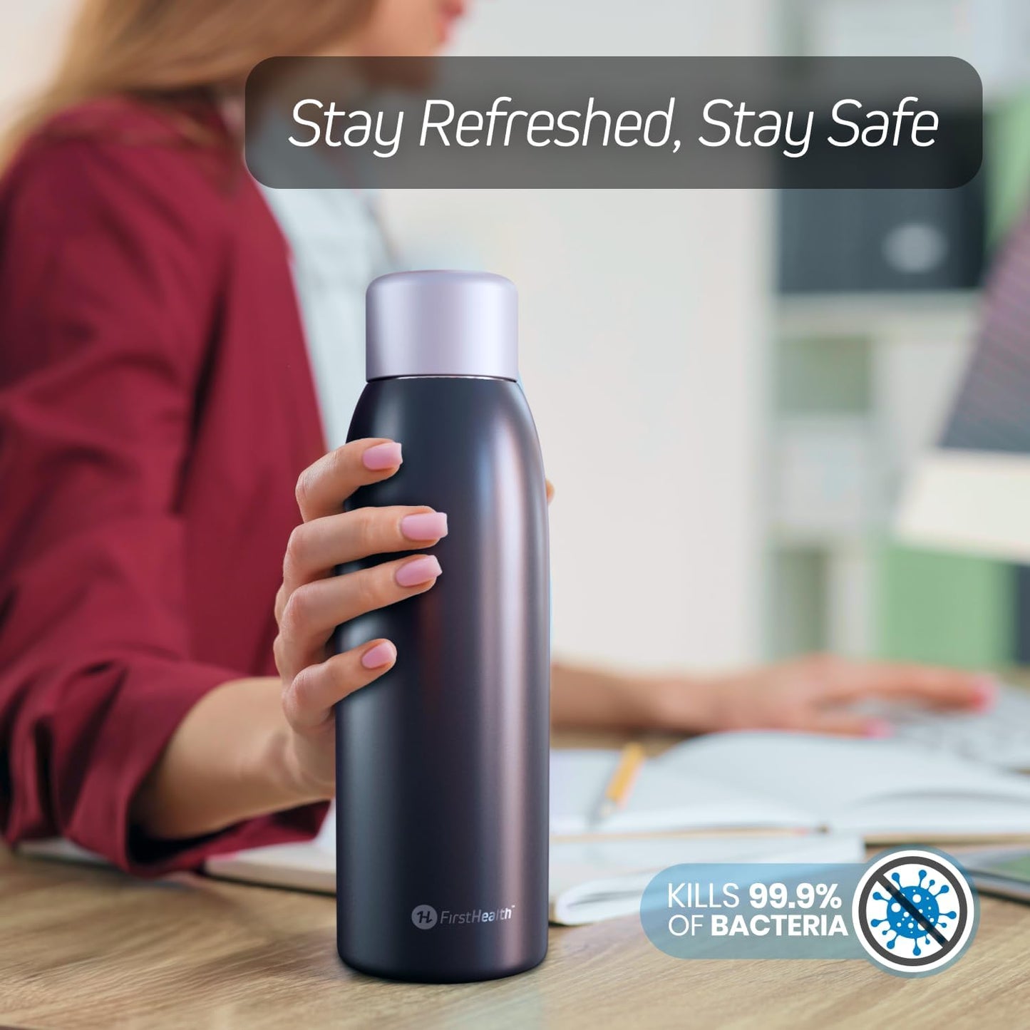 Self-Cleaning Insulated Stainless Steel UV Water Bottle
