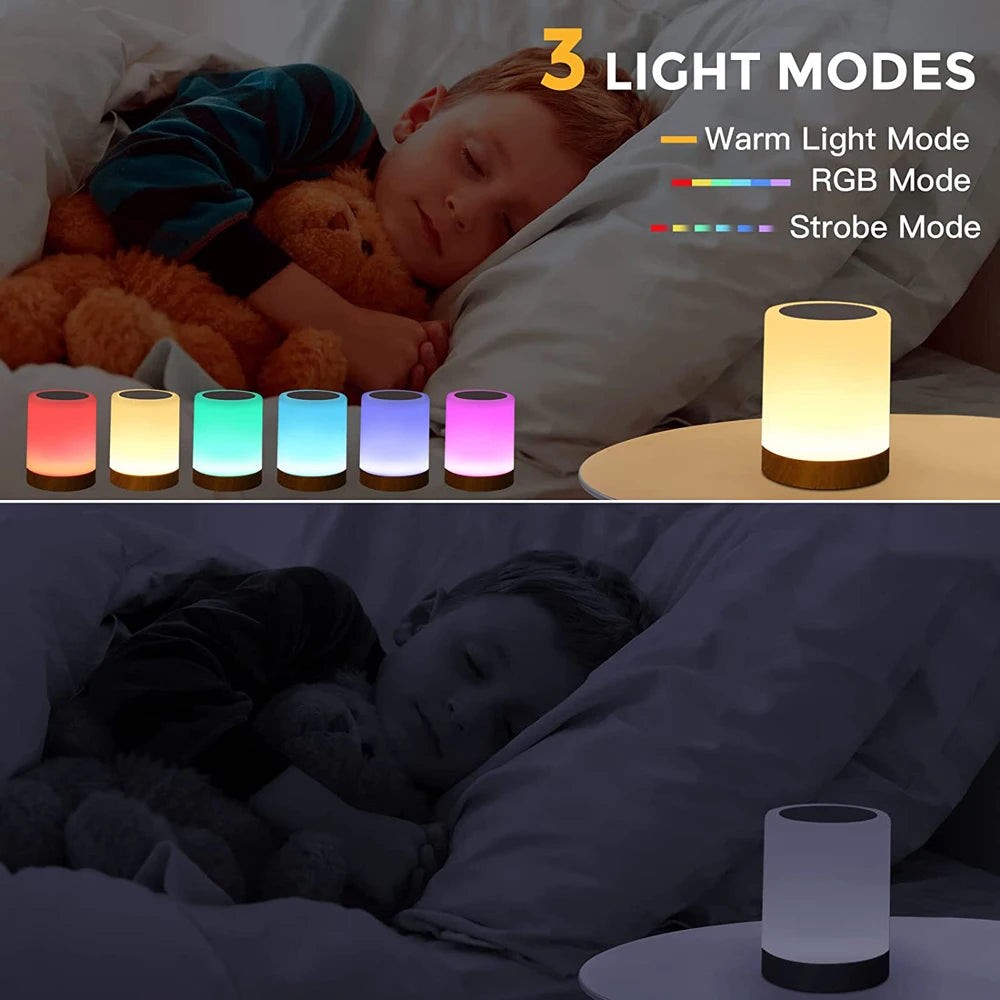 Touch LED Table Lamp – RGB Bedside & Desk Lamp Smart, Colorful, and Portable Lighting for Any Room.