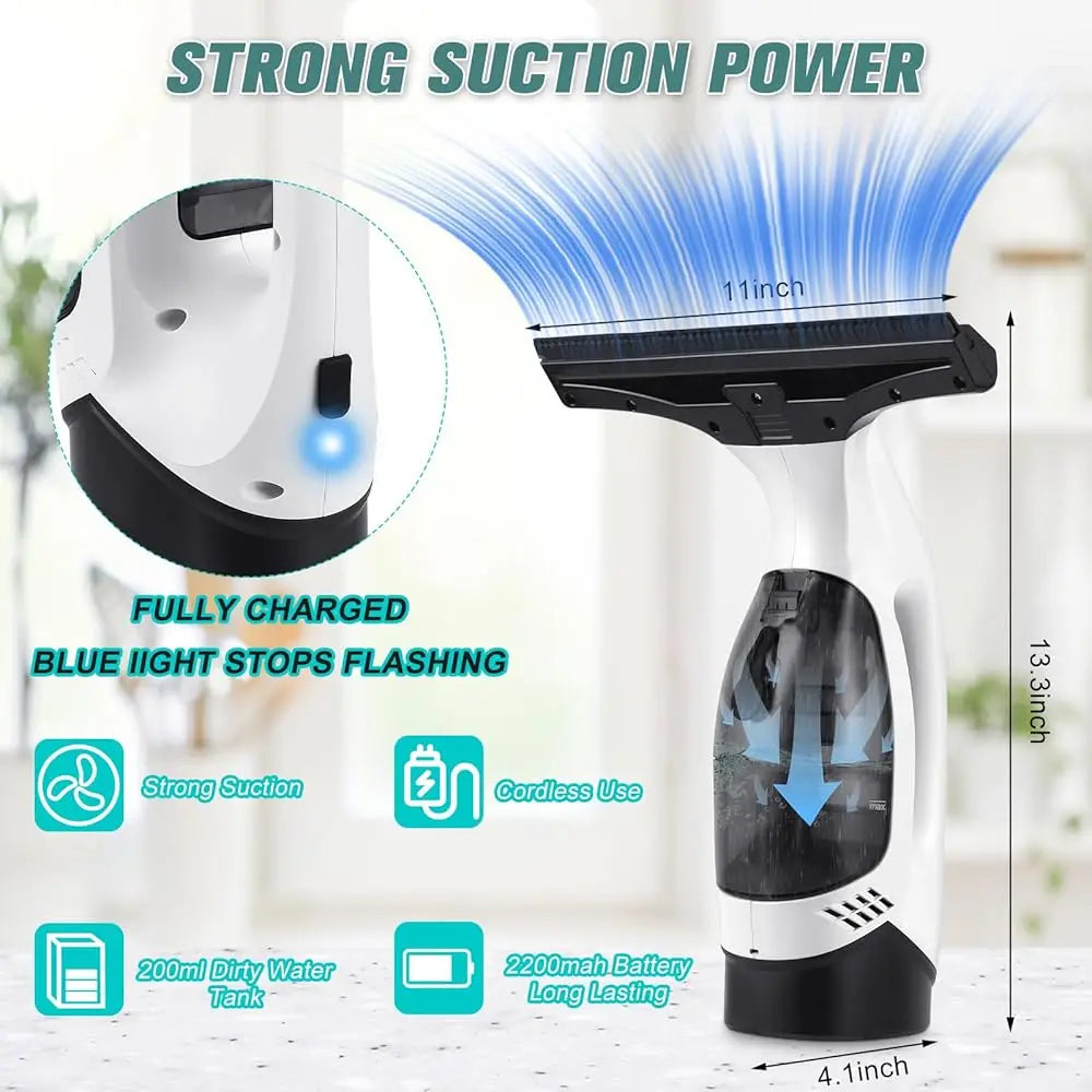 Cordless Rechargeable Window Vacuum Squeegee
