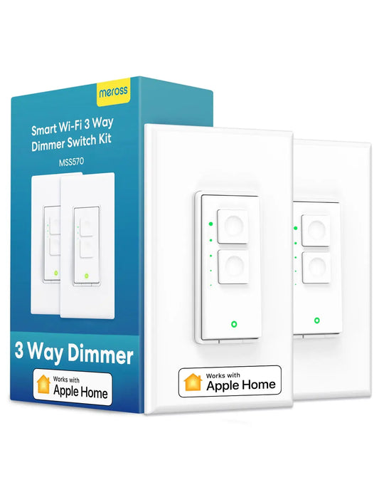 Meross HomeKit 3-Way Smart Dimmer Switch Kit – WiFi Control for LED Lights Smart, Flexible, and Hub-Free Lighting Control.