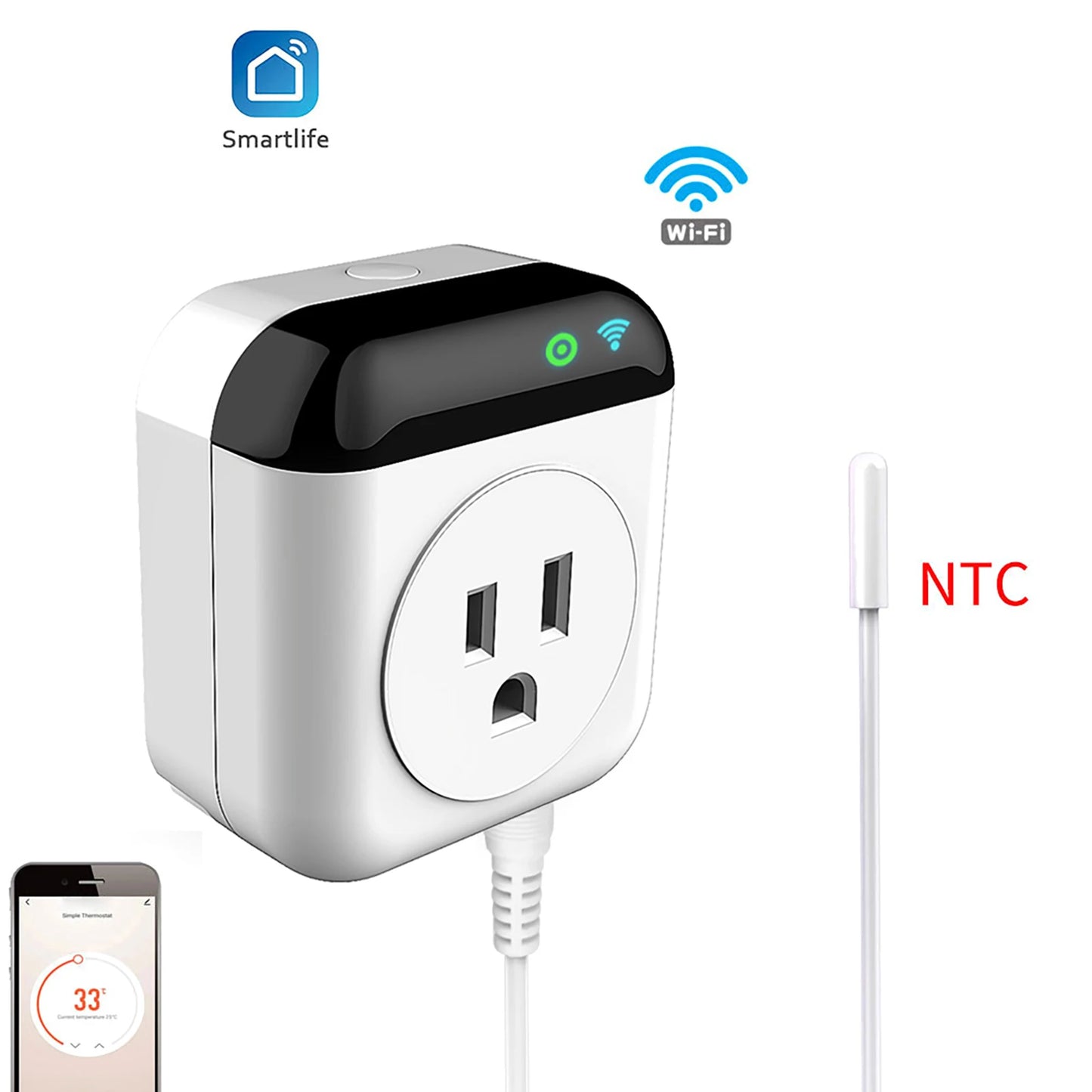 Smart Thermostat Socket 10A WiFi Plug