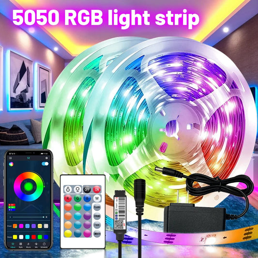 30M RGB LED Strip – Bluetooth App Controlled with Battery & US Plug