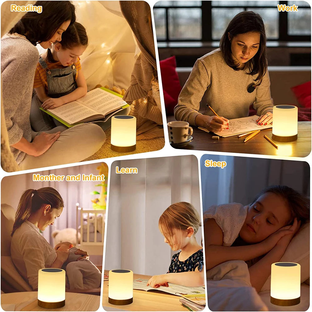 Touch LED Table Lamp – RGB Bedside & Desk Lamp Smart, Colorful, and Portable Lighting for Any Room.