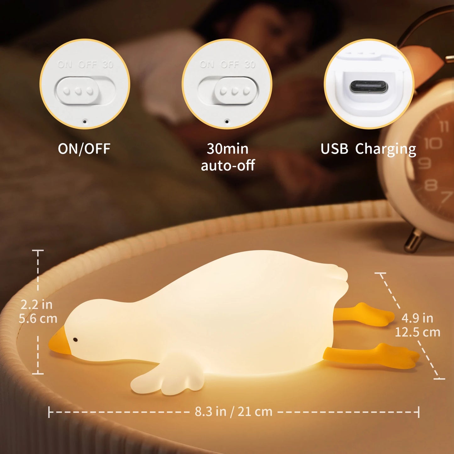 Duck Night Light for Kids – Soft LED Silicone Lamp Cute, Safe, and Adjustable Night Light for Your Little Ones.