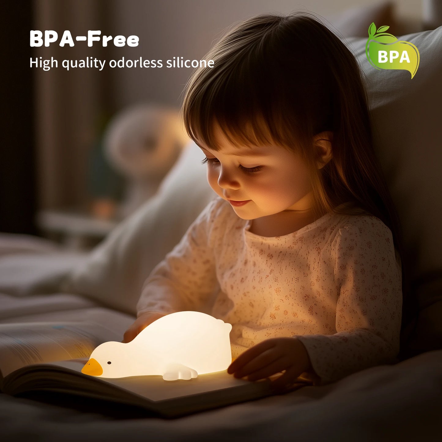Duck Night Light for Kids – Soft LED Silicone Lamp Cute, Safe, and Adjustable Night Light for Your Little Ones.