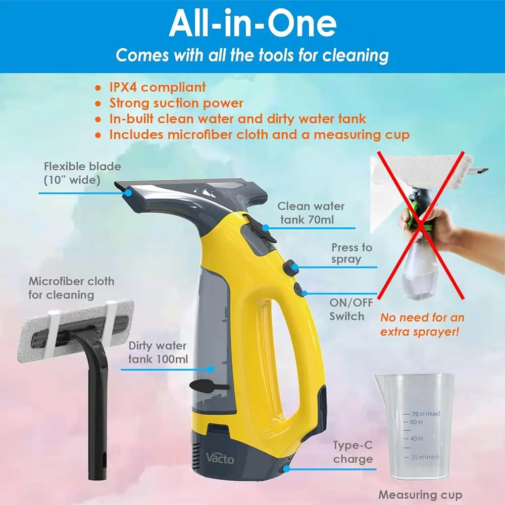 All-In-One Electric Window Vacuum Squeegee Set