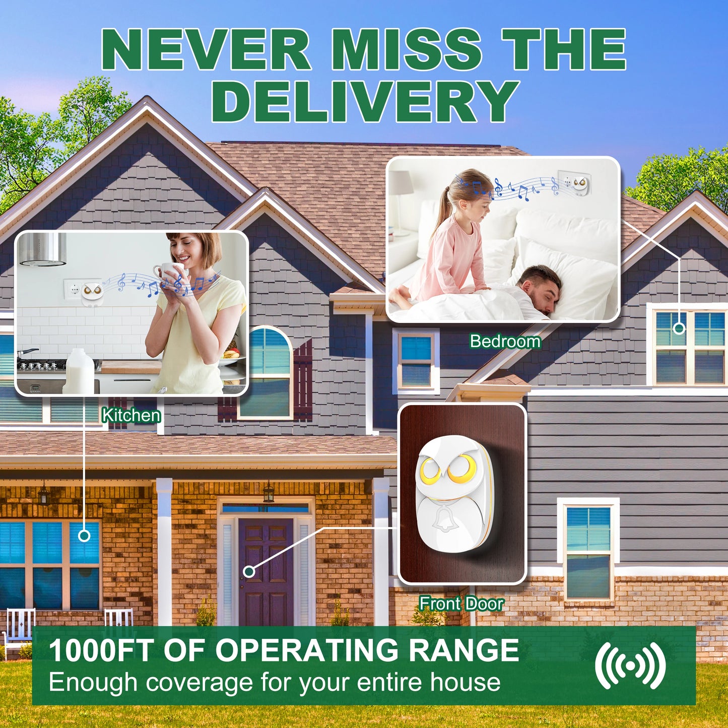 HTZSAFE Wireless Doorbell Chime – Long Range & Waterproof Never Miss a Visitor, Indoors or Outdoors.