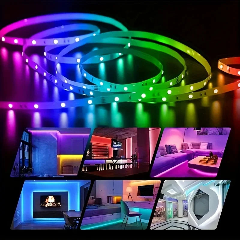 30M RGB LED Strip – Bluetooth App Controlled with Battery & US Plug
