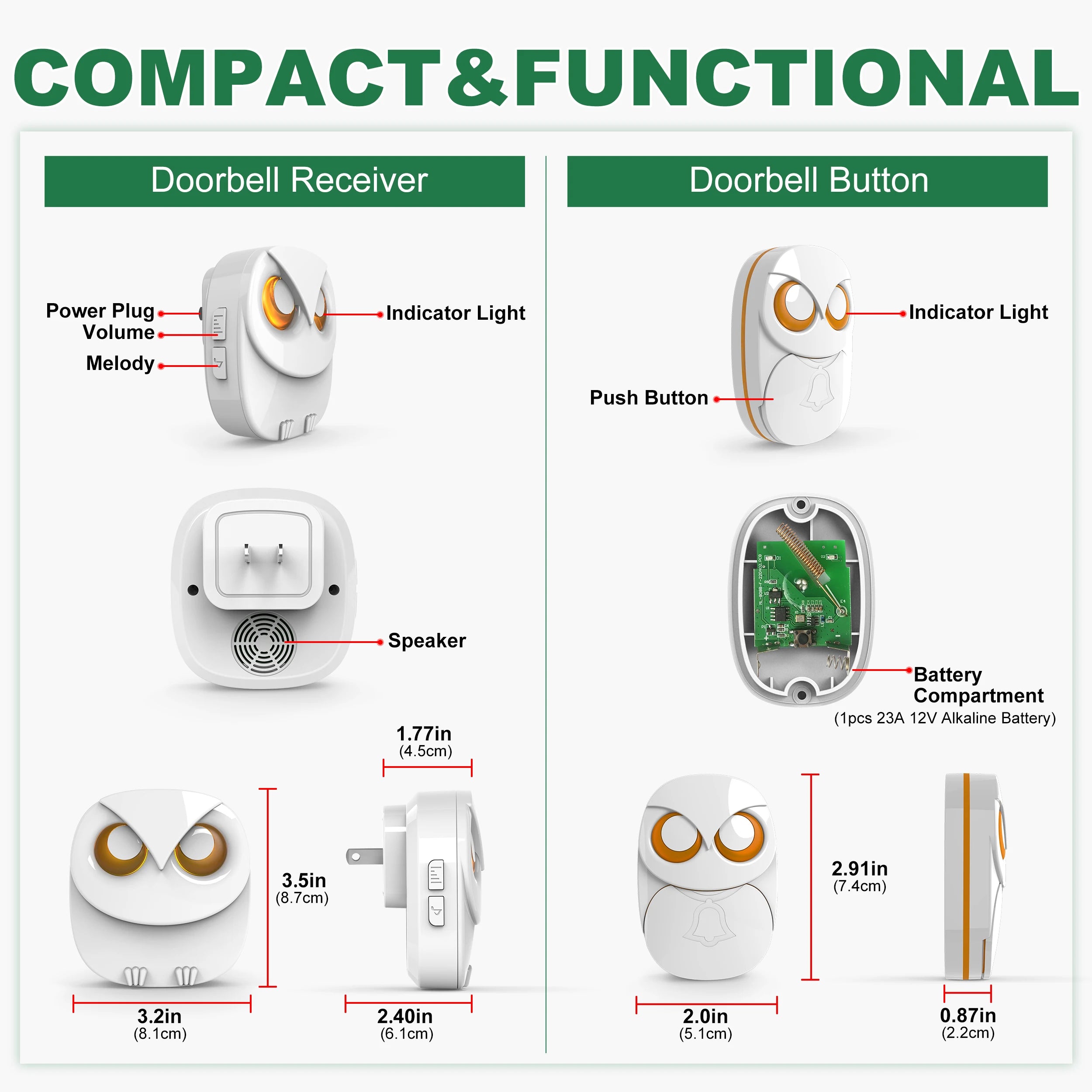 HTZSAFE Wireless Doorbell Chime – Long Range & Waterproof  Never Miss a Visitor, Indoors or Outdoors.