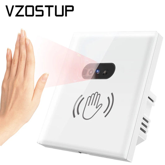 Smart Wall Light Switch – Hand Sweep Sensor with Glass Panel Modern, Touch-Free, and Energy-Efficient Lighting Control.