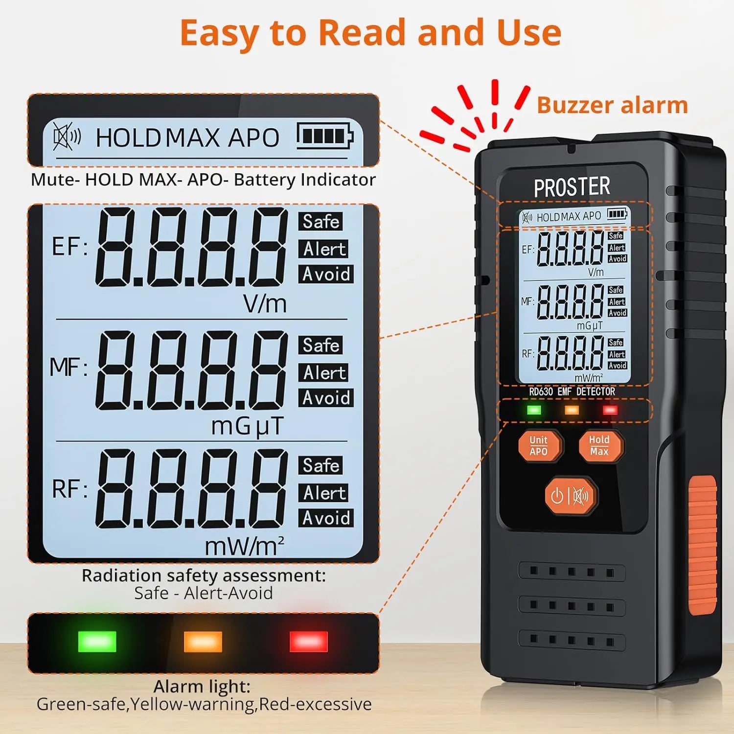 3-in-1 Digital EMF Radiation Detector – EMF, WiFi, and Magnetic Field Meter