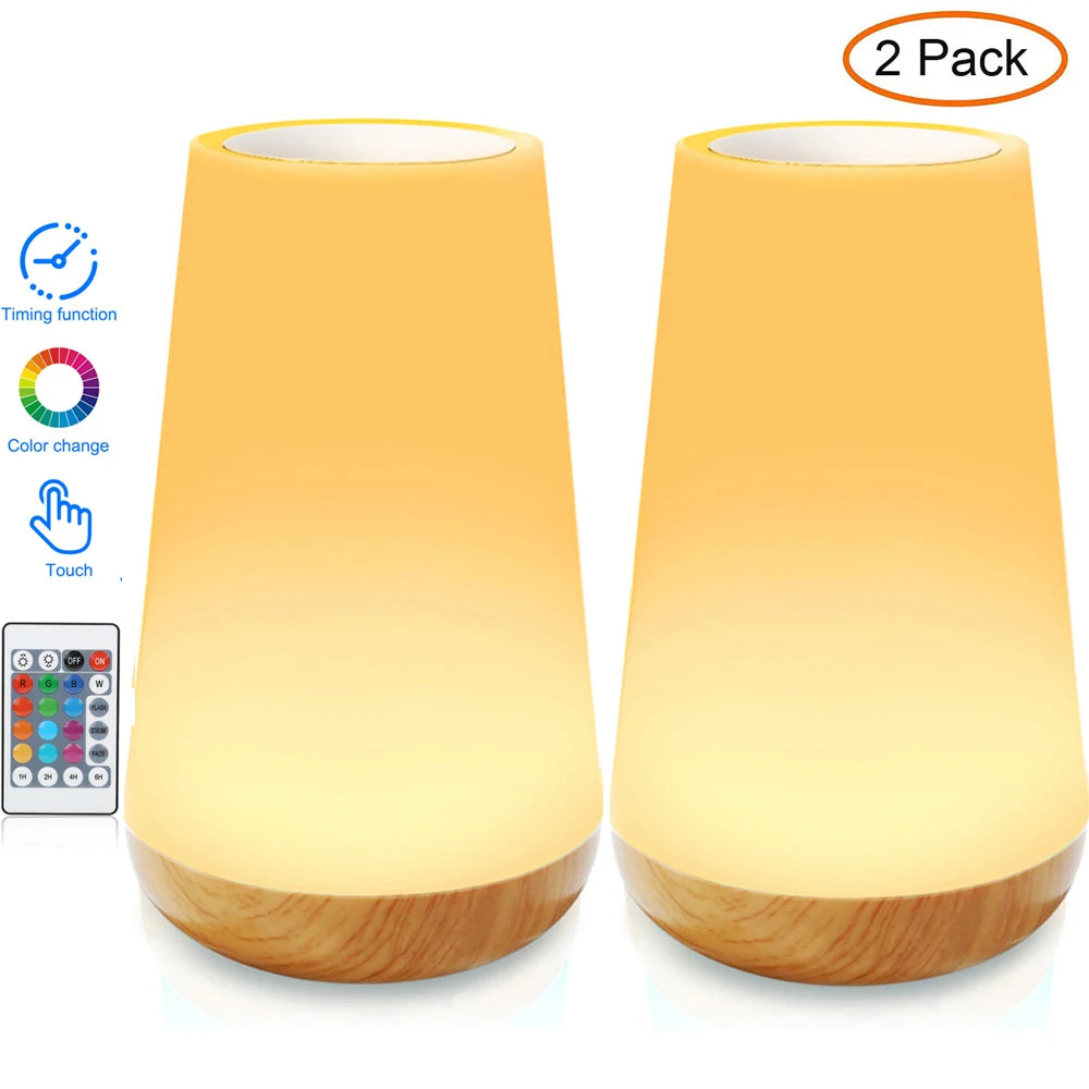 Touch LED Table Lamp – RGB Bedside & Desk Lamp Smart, Colorful, and Portable Lighting for Any Room.