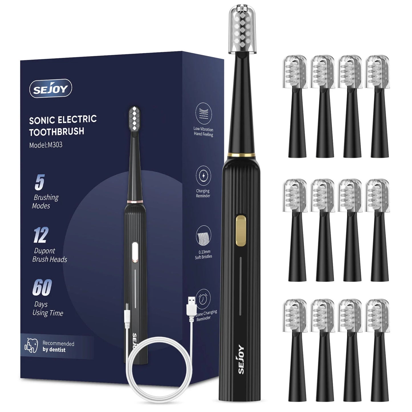 Sejoy Sonic Electric Toothbrush – Ultra Whitening, Smart & Rechargeable