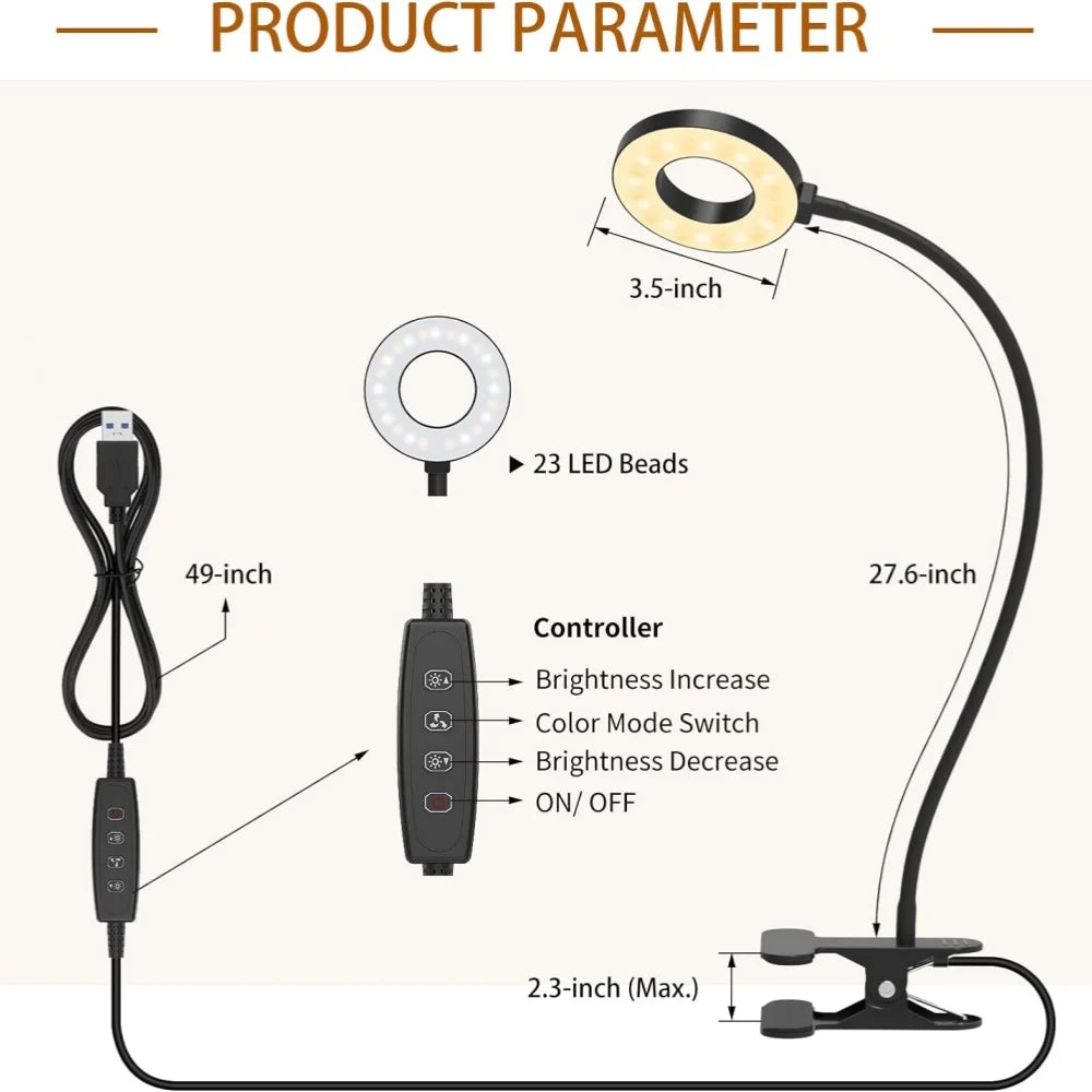LED Reading Light with Clamp – Flexible 3-Color Desk Lamp  Brighten Your Reading, Anytime, Anywhere.