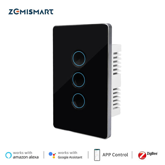 Zemismart Tuya Zigbee Smart Touch Wall Light Switch – 1/2/3/4 Gang Modern, Smart, and Stylish Home Lighting Control.