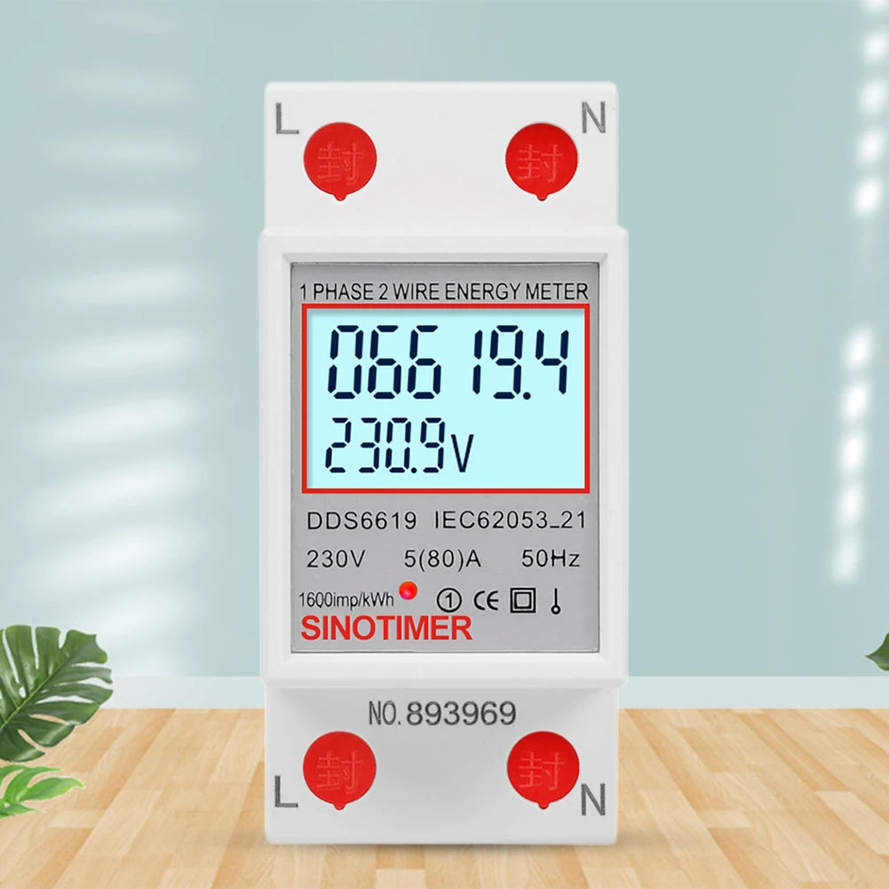 Digital Single Phase Energy Meter – 220V/230V Din Rail Accurate, Energy-Saving Electricity Monitoring.