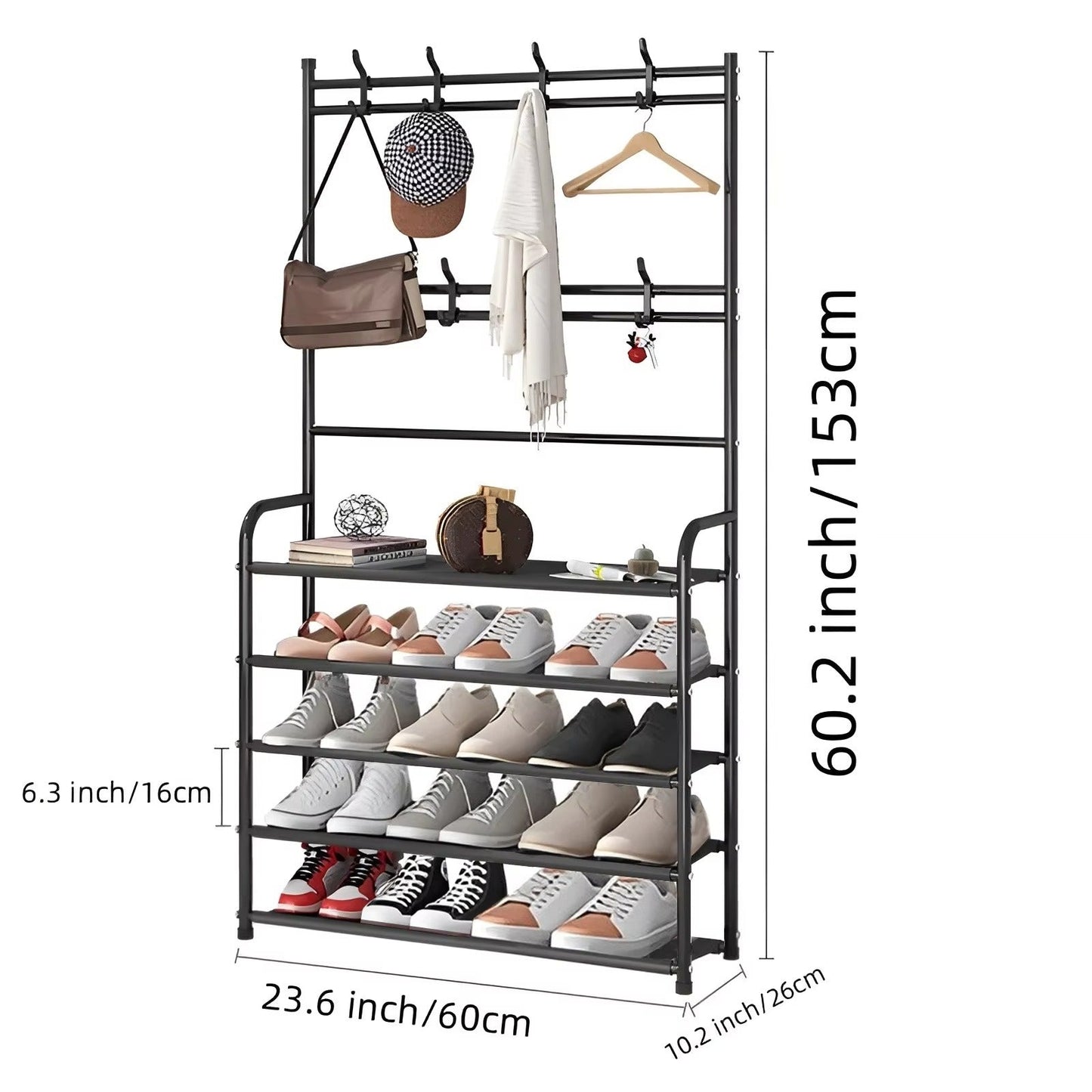 Clothes Hanger & Multi-Layer Shoe Storage Rack