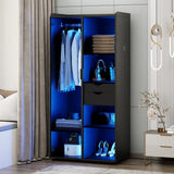 2-Door Wardrobe Armoire with LED Lights