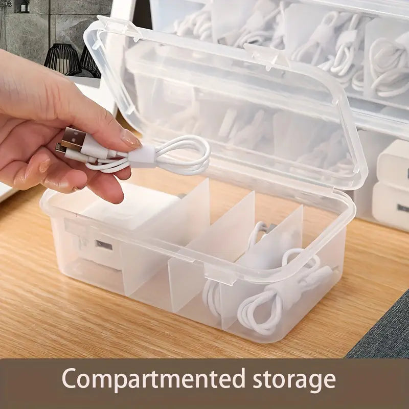 Data Cable Organizer Case Classification Dustproof Card Organizer with Lid Clutter Collection Box for Office Home