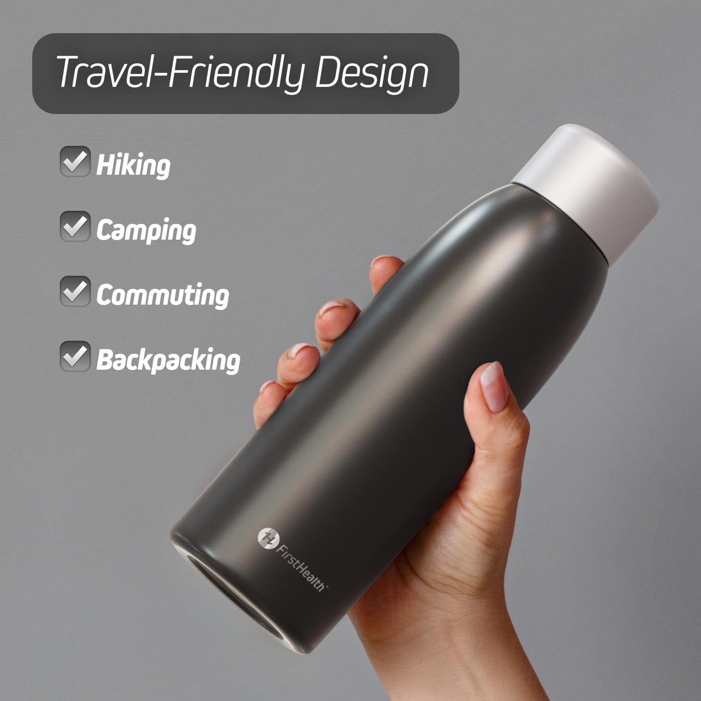 Self-Cleaning Insulated Stainless Steel UV Water Bottle