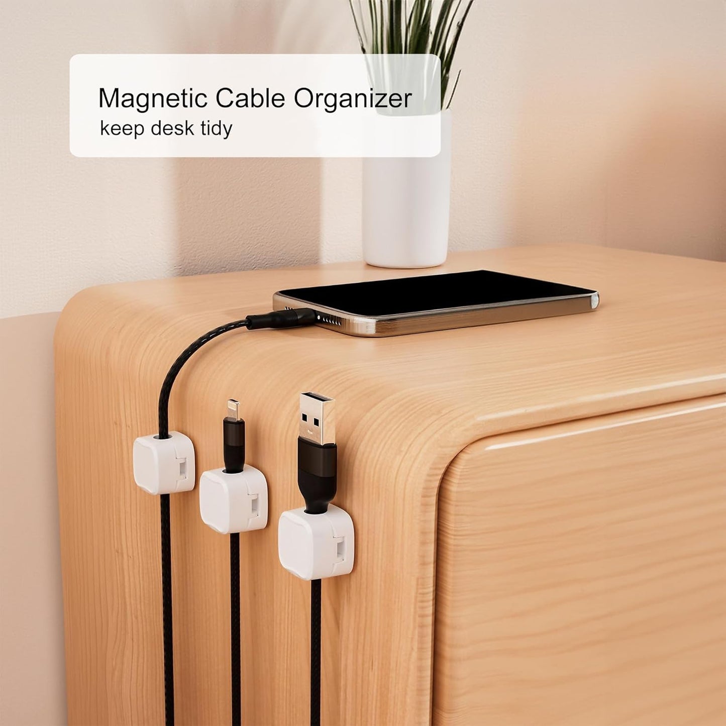 6 Pack Magnetic Cable Clip Organizer for Car, Office, and Home