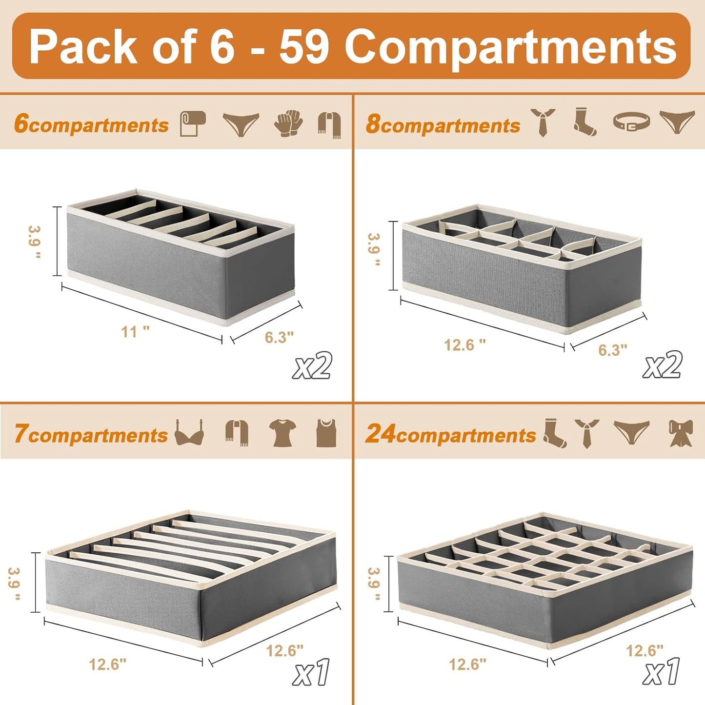 Wardrobe Undergarments Organizer and Storage Box