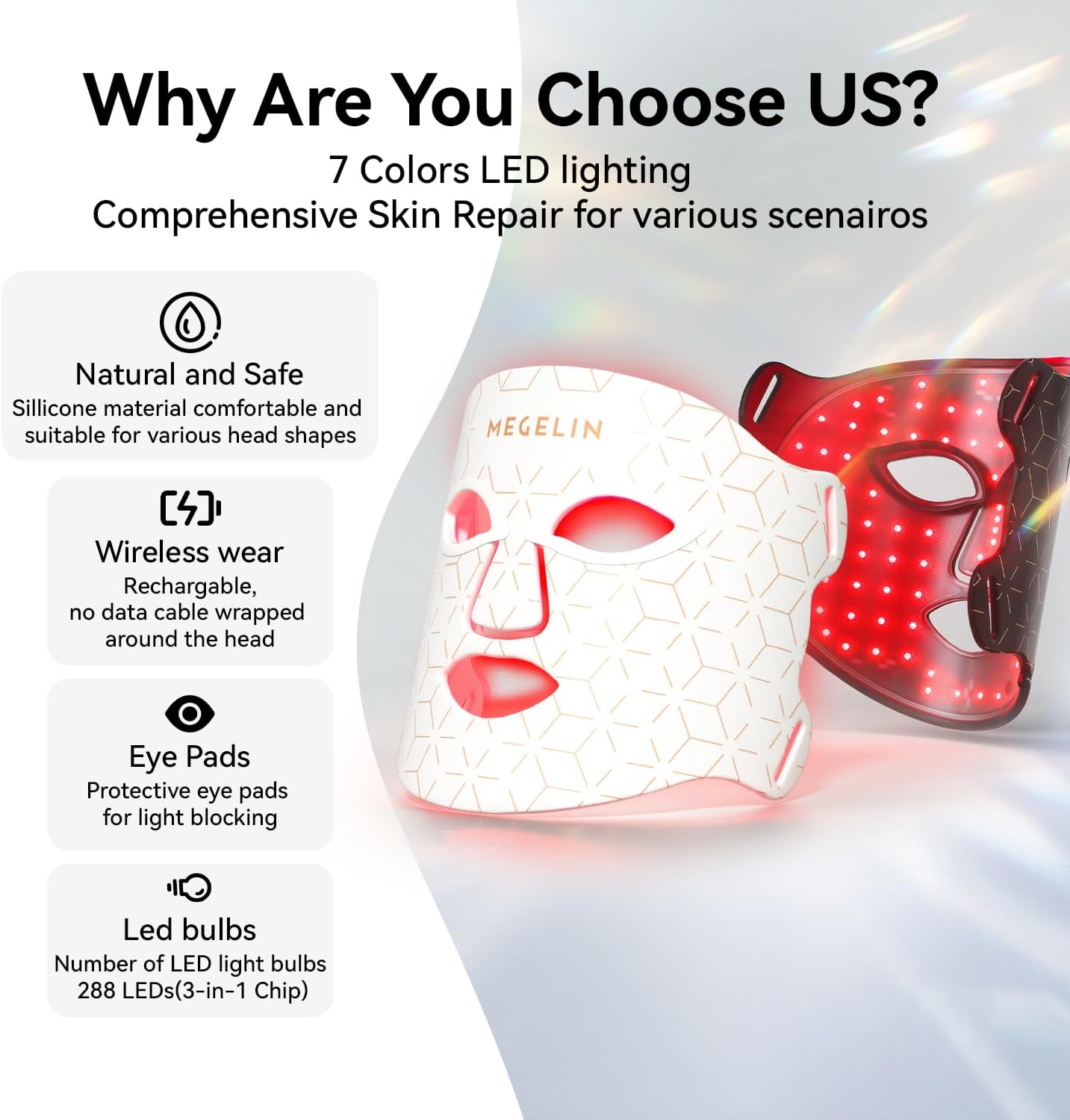 7 Colors LED Light Therapy Facial Mask