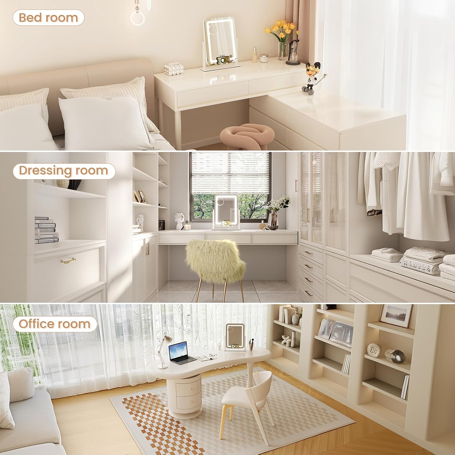 Smart Touch Control LED Lighted Makeup Mirror with 12V 2A USB Charging Port