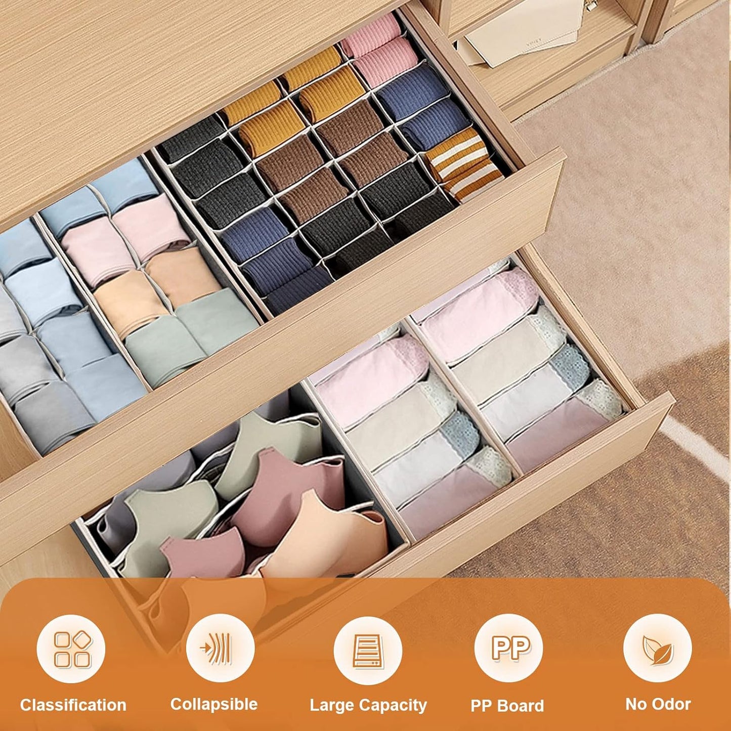 Wardrobe Undergarments Organizer and Storage Box