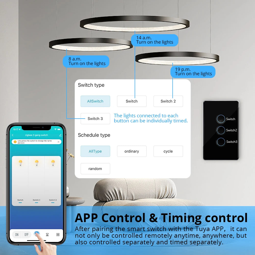 Zemismart Tuya Zigbee Smart Touch Wall Light Switch – 1/2/3/4 Gang  Modern, Smart, and Stylish Home Lighting Control.
