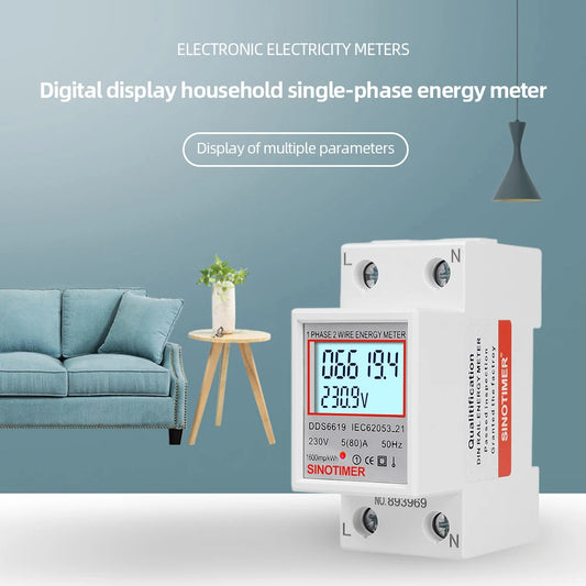 Digital Single Phase Energy Meter – 220V/230V Din Rail  Accurate, Energy-Saving Electricity Monitoring.