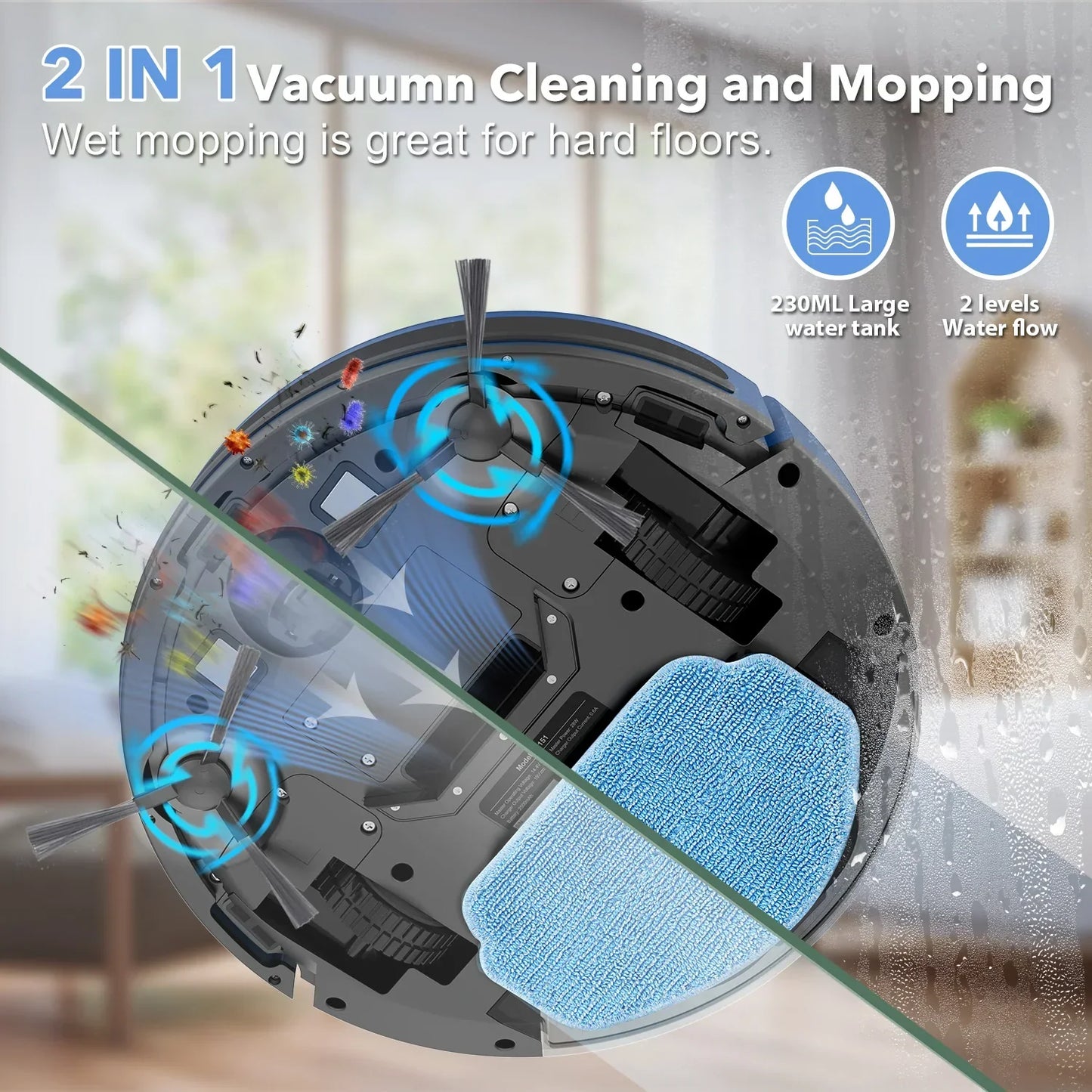 Robot Vacuum Cleaner 4500Pa Smart Home Sweeper Cleaning Machine