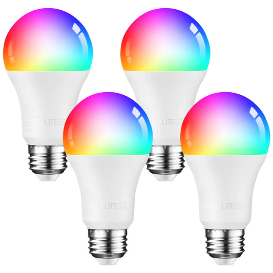 4-Pack Smart WiFi LED A19 Bulbs – RGBCW Color Changing