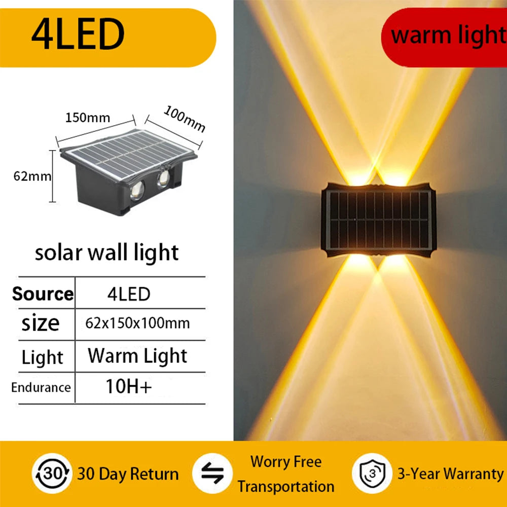 Solar LED Wall Light – Waterproof Exterior Garden & Courtyard Lighting