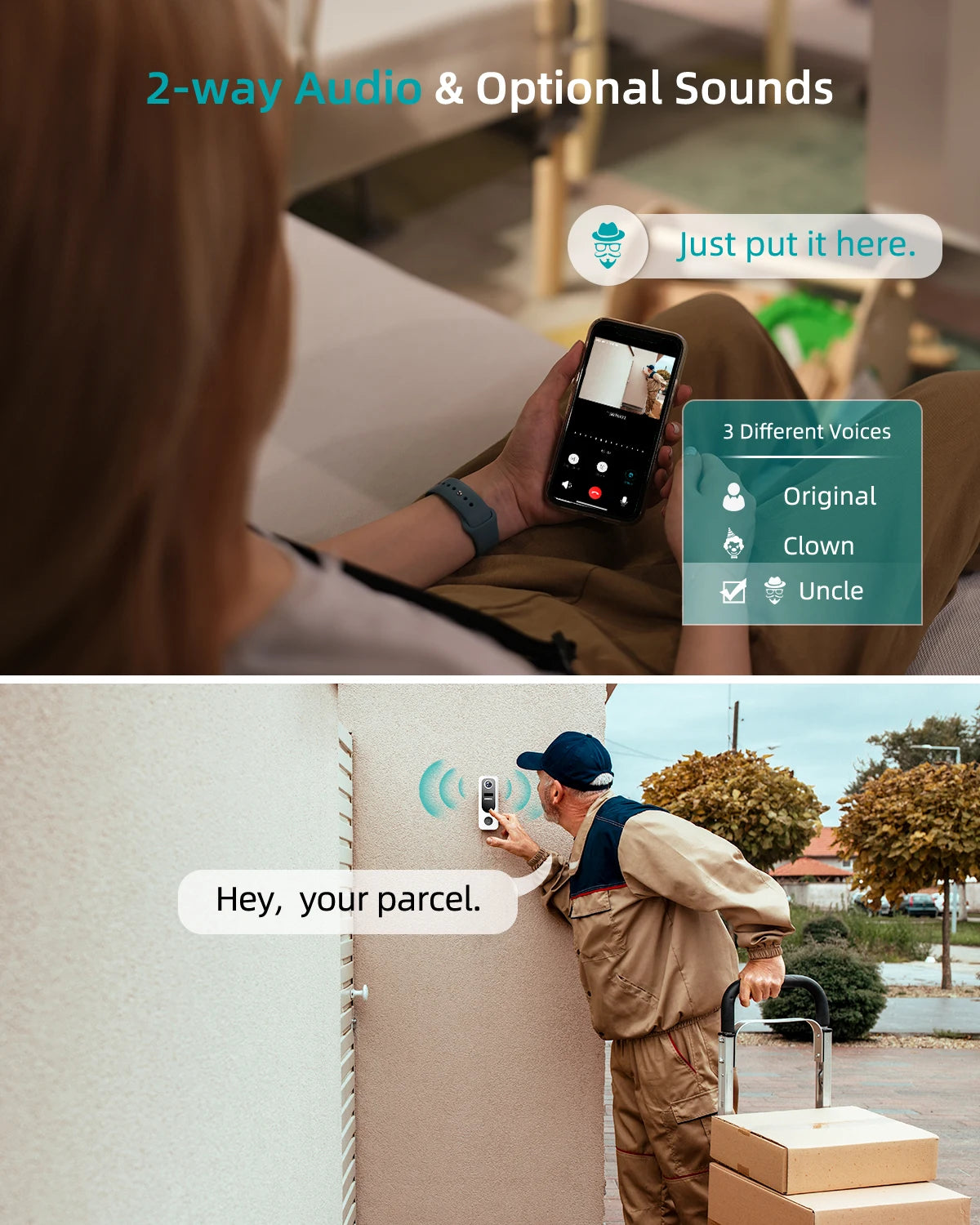 ZUMIMALL Battery-Powered Video Doorbell – Wireless with Chime & Two-Way Audio  Smart Security with Fun Features.