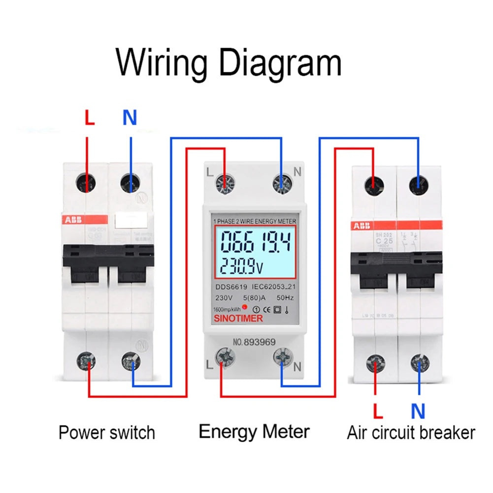 Digital Single Phase Energy Meter – 220V/230V Din Rail  Accurate, Energy-Saving Electricity Monitoring.