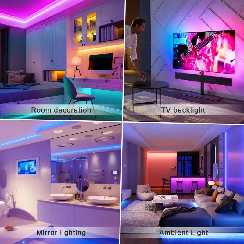 3.28ft–100ft Smart LED Strip Lights – Remote & App Controlled