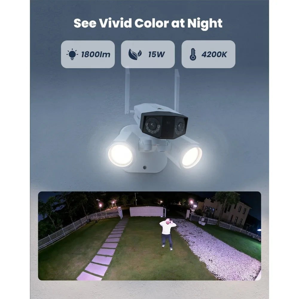 4K Floodlight Security Camera – Dual-Lens, Smart AI Detection  Ultra-Clear Outdoor Security, Day and Night.