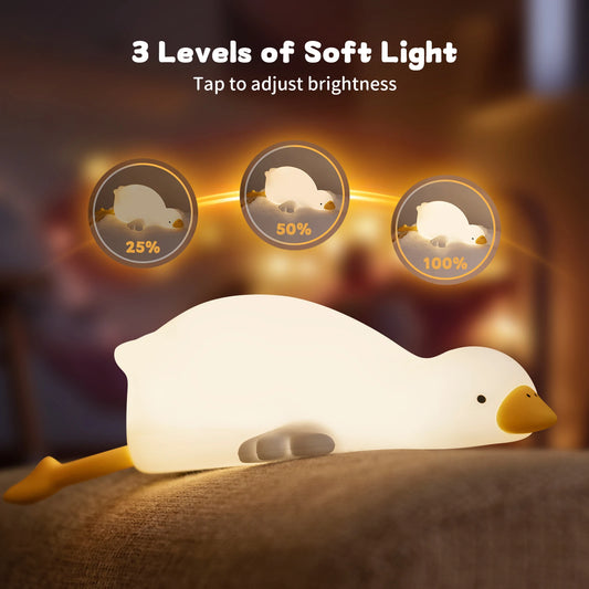 Duck Night Light for Kids – Soft LED Silicone Lamp  Cute, Safe, and Adjustable Night Light for Your Little Ones.