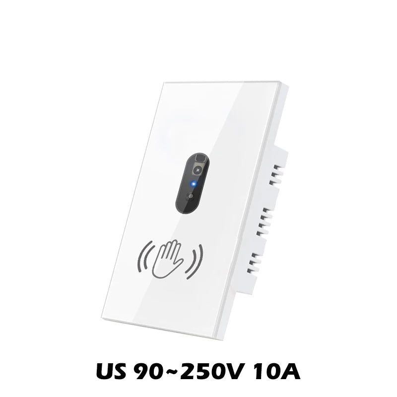 Smart Wall Light Switch – Hand Sweep Sensor with Glass Panel  Modern, Touch-Free, and Energy-Efficient Lighting Control.