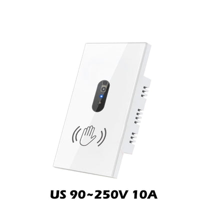 Smart Wall Light Switch – Hand Sweep Sensor with Glass Panel  Modern, Touch-Free, and Energy-Efficient Lighting Control.