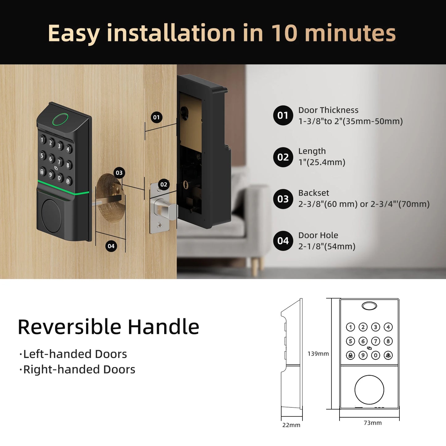 Viladepot Smart Lock – Fingerprint, Passcode & App Control  Advanced Security with Modern Convenience.