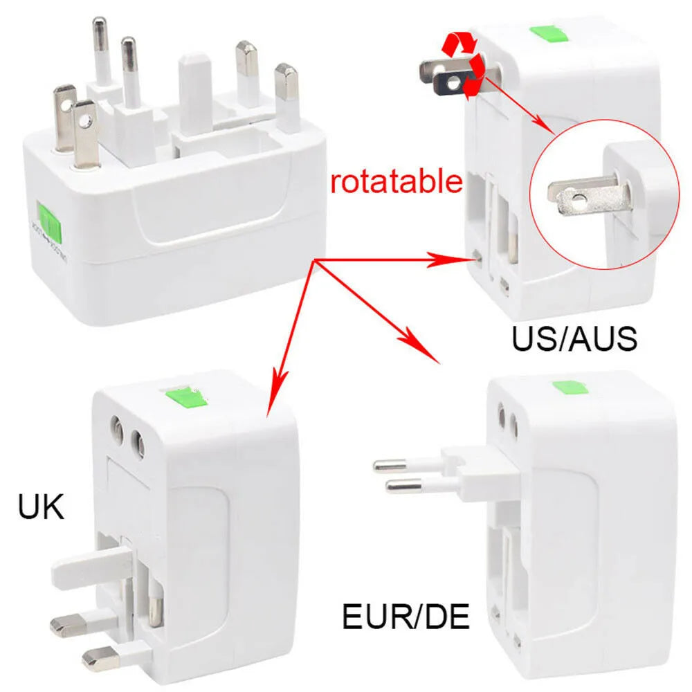 Universal Worldwide Travel Adapter – AU/UK/US/EU Plug with USB  Power Up Anywhere, Anytime.