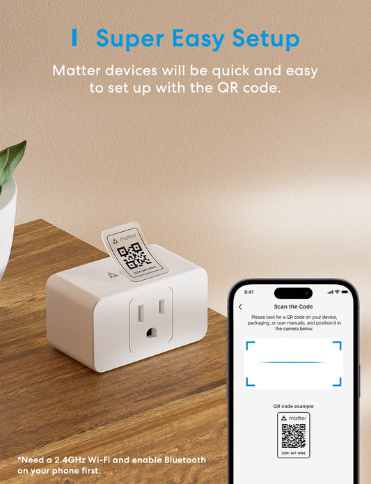 Meross Smart 4-Pack Matter Plug – US/CA Standard Wireless Outlet  Smart, Convenient, and Energy-Aware Control for Your Home.