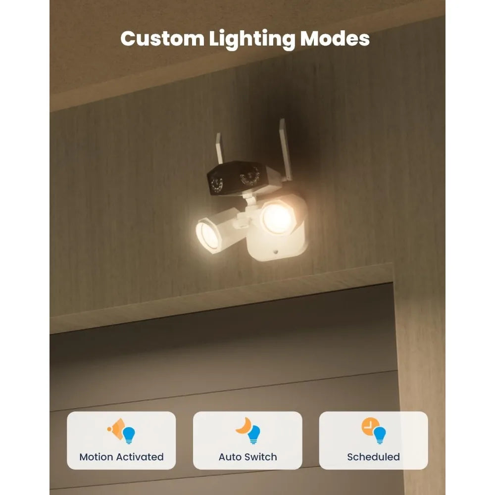 4K Floodlight Security Camera – Dual-Lens, Smart AI Detection  Ultra-Clear Outdoor Security, Day and Night.