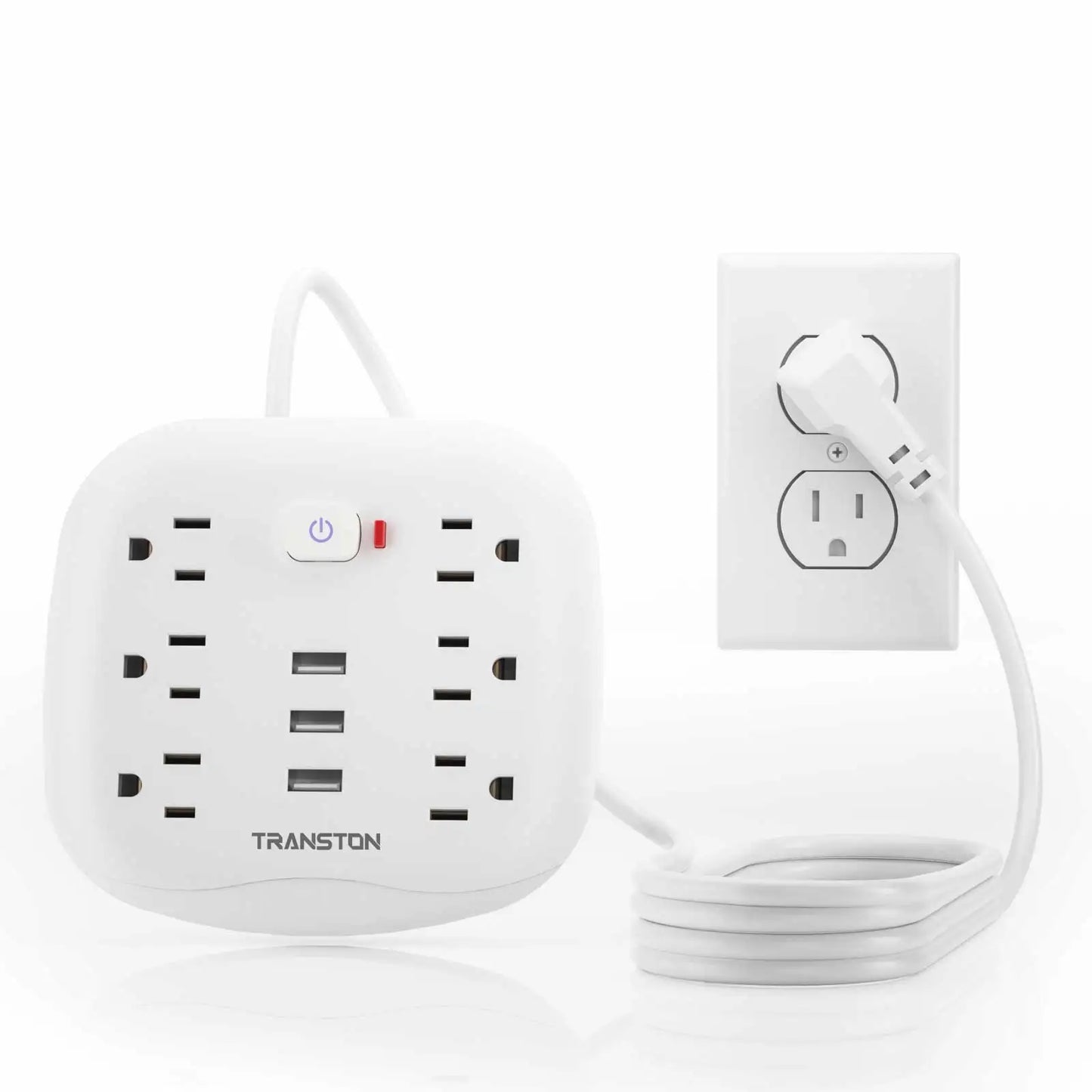 TRANSTON Power Outlet with Surge Protector – 6 Outlets & 3 USB Ports  Safe, Convenient, and Multi-Device Charging for Home & Office.