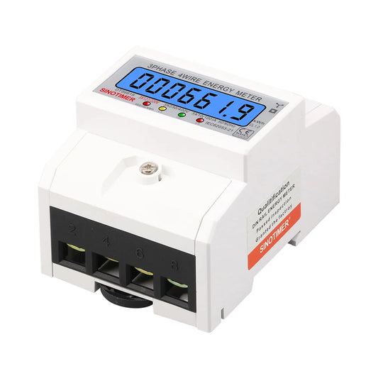 3 Phase 4 Wires Electricity Usage Meter Din Rail Electric Meter 50/60HZ Energy Consumption Monitor 100A AC 3*127/220V for Indoor