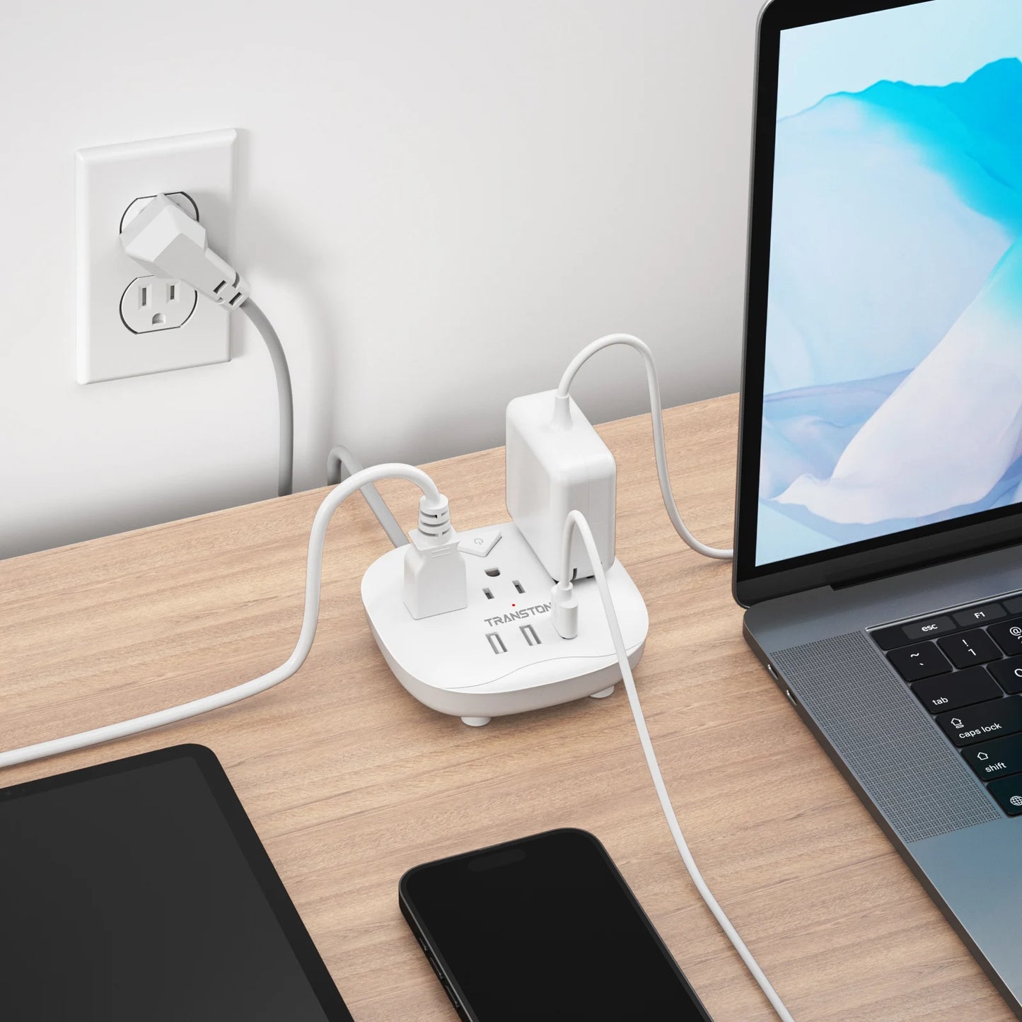 TRANSTON Power Strip with Switch – 3 Outlets & 3 USB Ports  Safe, Fast, and Convenient Power for Home & Office.