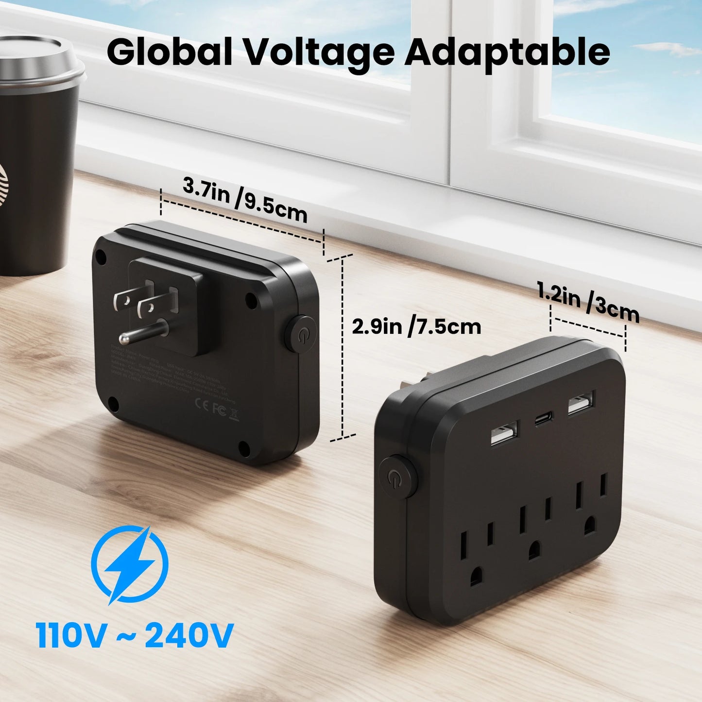 TRANSTON Mini Portable Power Strip – 6-in-1 with Surge Protector  Compact, Smart, and Multi-Device Charging for Home & Travel.